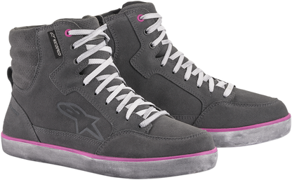 Alpinestars J-6 waterproof women's shoes in gray and pink with full grain leather and suede, street style footwear, US size 7.5.