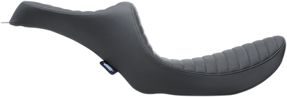 Black Predator III Seat with Classic Stitch by Drag Specialties for FXR '82-'00 motorcycle, showcasing sleek design and durable material.
