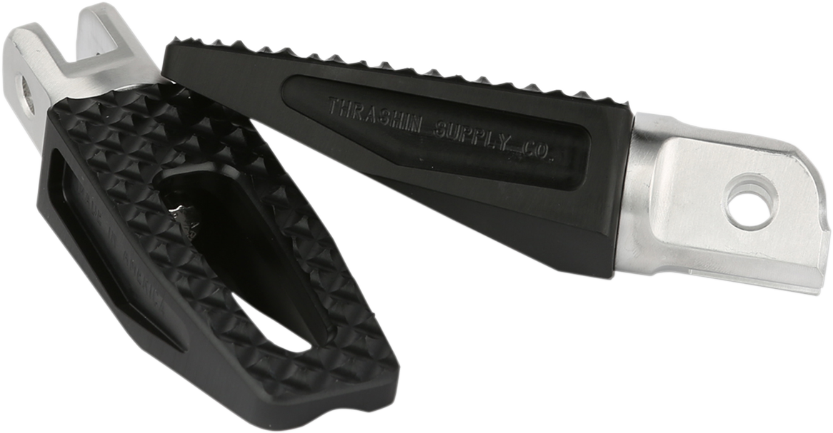 THRASHIN SUPPLY CO. Front P-54 Slim Foot Pegs for Harley Dyna, FXR, XL, Touring models, black metal motorcycle foot pegs