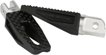 THRASHIN SUPPLY CO. Front P-54 Slim Foot Pegs for Harley Dyna, FXR, XL, Touring models, black metal motorcycle foot pegs