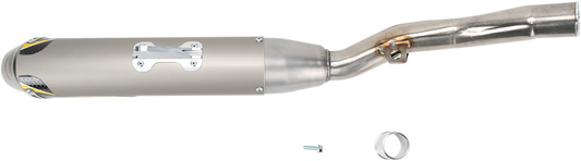FMF Q4 muffler for off-road motorcycles, high-performance sound suppression with sleek metal finish, designed for durability and enhanced sound.