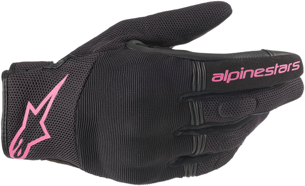 Alpinestars Stella Copper Gloves for women in black and fuchsia, lightweight urban motorcycle gloves, size medium.
