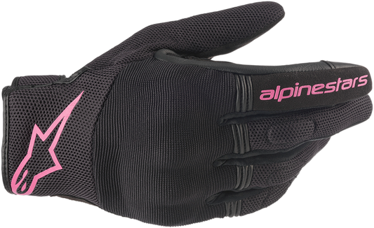 Alpinestars Stella Copper black and fuchsia motorcycle gloves for women, large size, urban riding protection.