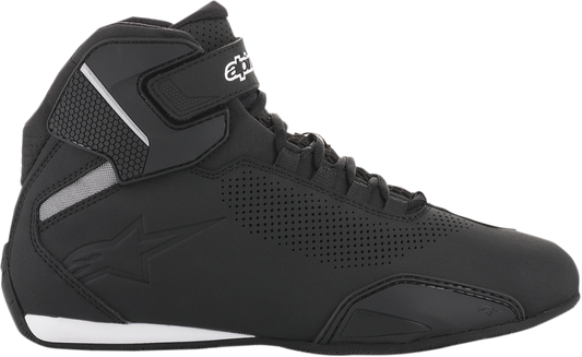 Alpinestars Sektor Vented motorcycle shoes in black with lightweight design, advanced ventilation, and protective features.