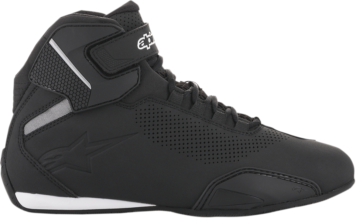 Alpinestars Sektor Vented Shoes in black, US 12.5, featuring advanced ventilation and comfort design for motorcycle riding.