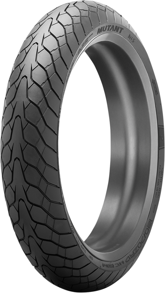 DUNLOP Mutant front motorcycle tire 110/70ZR17 with advanced tread technology, high-performance motorcycle tire in black rubber