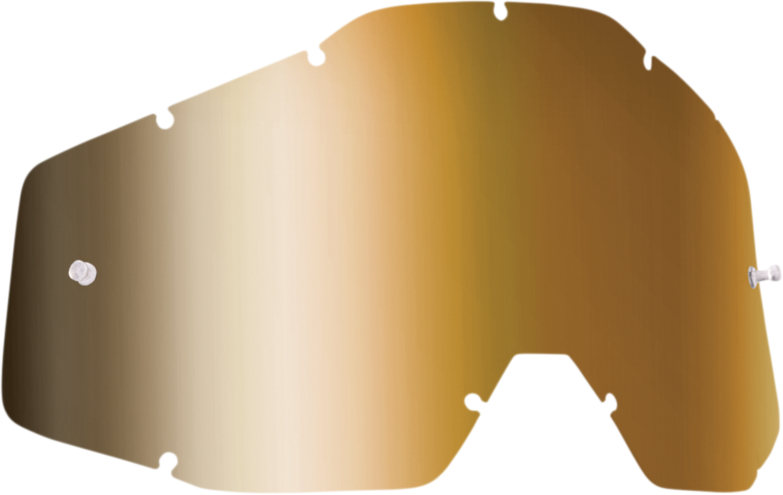 FMF PowerBomb True Gold Mirror Lens F-59006-00005 for enhanced eye protection, showing the reflective gold mirror surface.