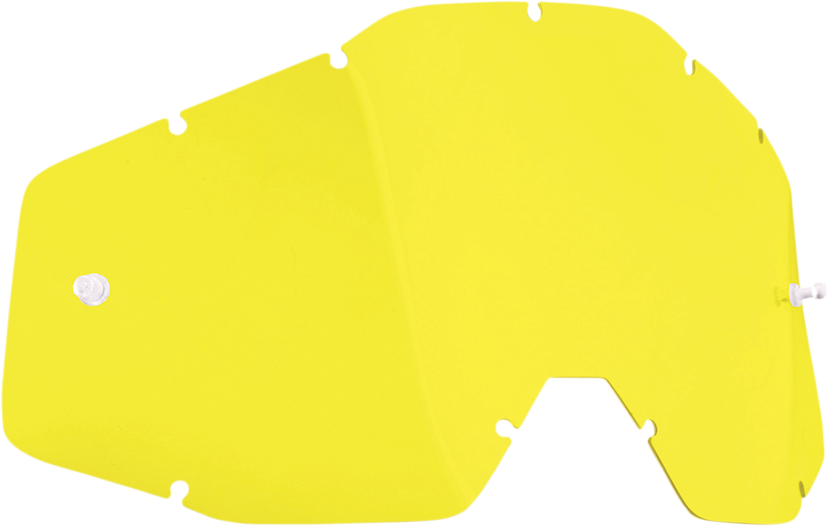 FMF PowerBomb/PowerCore yellow lens for enhanced visibility and UV protection, shown in the product image.