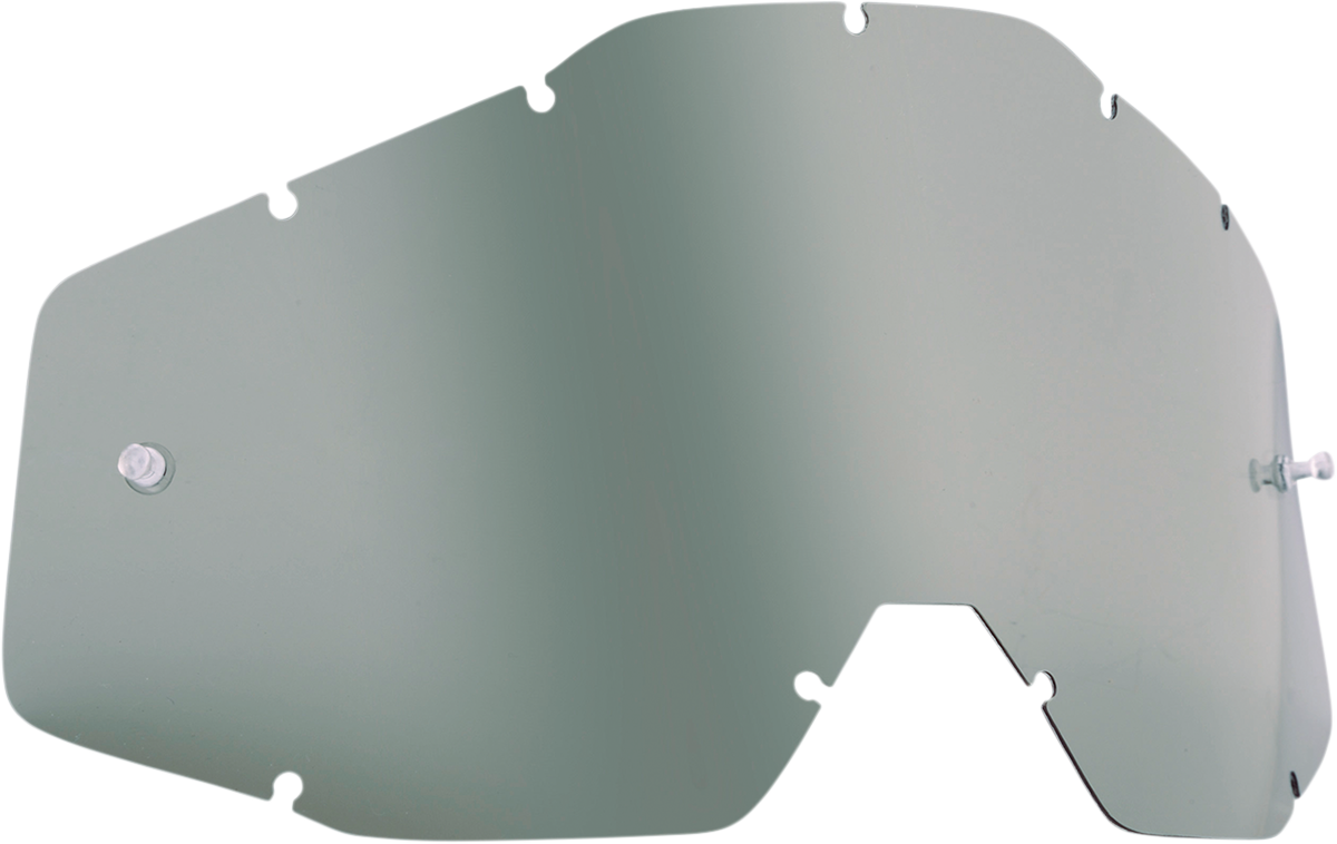 FMF PowerBomb motorcycle goggle smoke lens with anti-fog and UV protection, designed for improved visibility and eye safety.