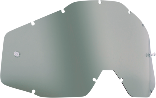 FMF PowerBomb motorcycle goggle smoke lens with anti-fog and UV protection, designed for improved visibility and eye safety.