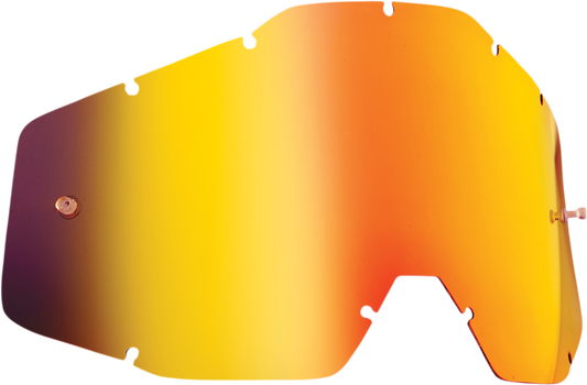 FMF PowerBomb Youth lens with red mirror coating, designed for motorcycle goggles, part number F-59018-00003, showing reflective red tint