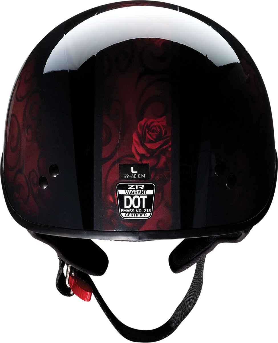 Z1R Vagrant helmet in black and red with Catrina skull design, small size, featuring a sleek motorcycle helmet style.