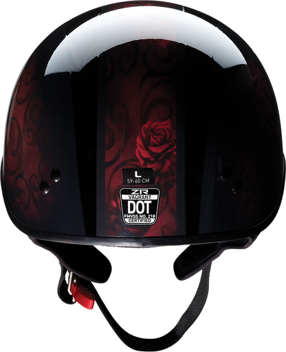 Z1R Vagrant helmet in black and red with Catrina skull design, small size, featuring a sleek motorcycle helmet style.