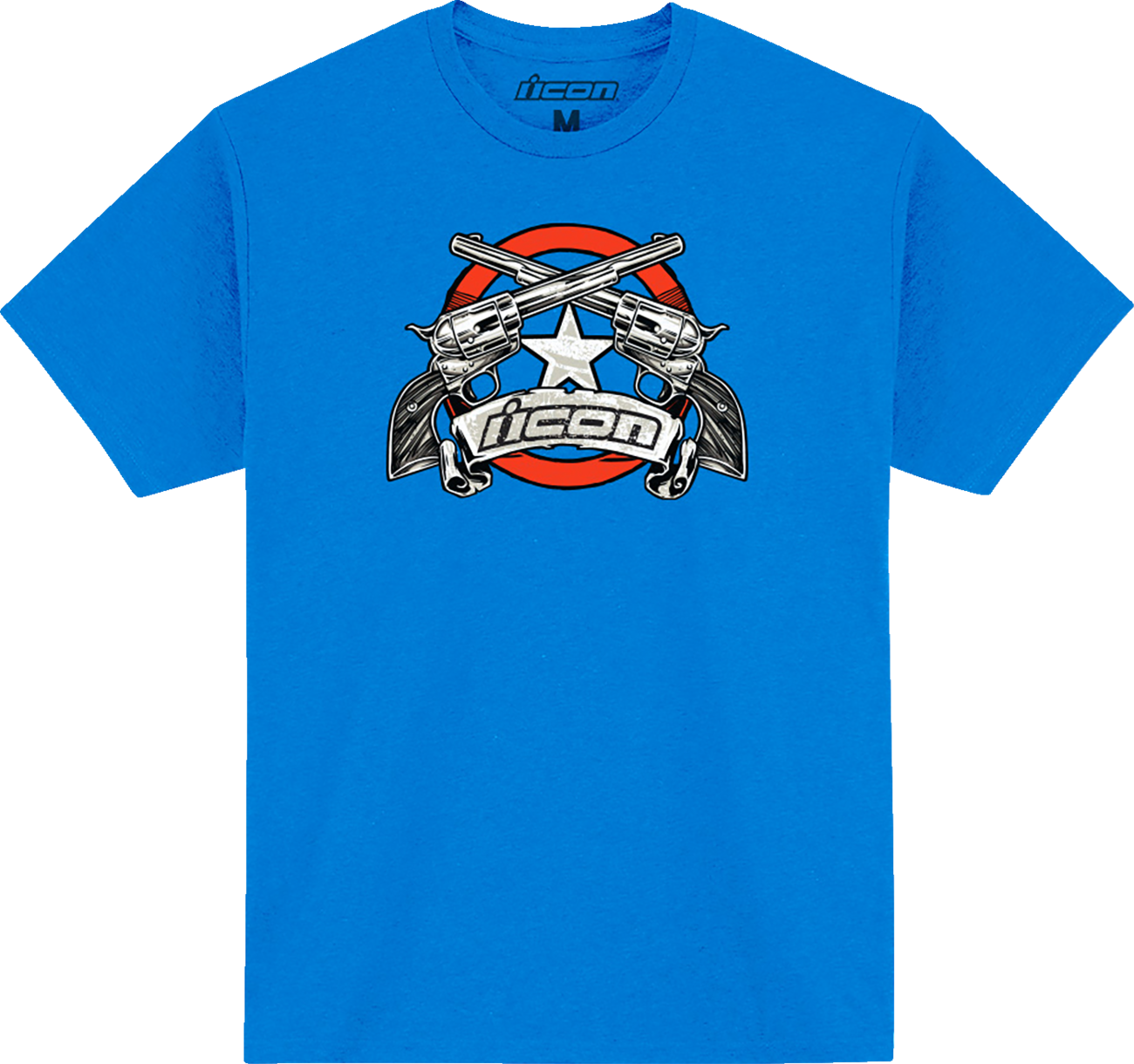 Royal blue ICON Tejas Libre™ T-Shirt by Bill's Exhausts, medium size, shows front view with logo and casual fit.