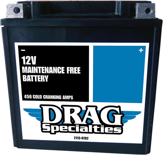 DRAG SPECIALTIES YIX30LBSFT CTX30L-BS high-performance motorcycle battery showing terminals and compact design