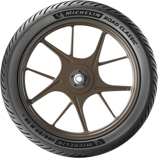 Michelin Road Classic front motorcycle tire 90/90B18, 51H, designed for durable performance and smooth handling on the road.
