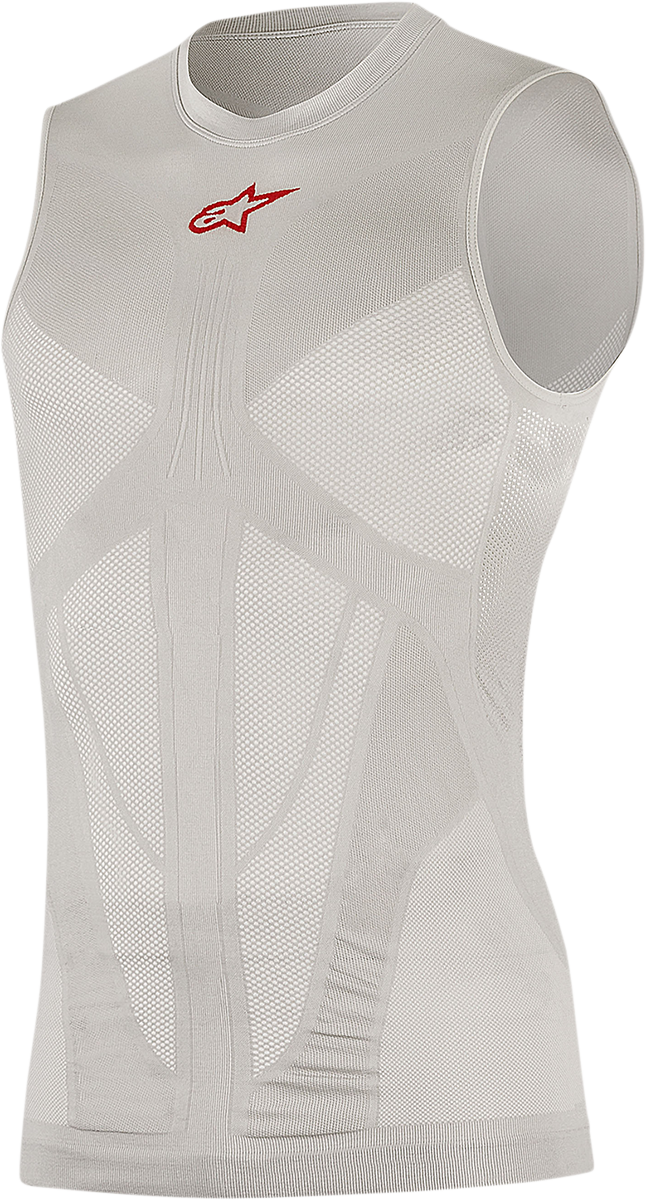 Alpinestars Tech Tank Summer protective gear in silver and red, XL/2XL size, designed for motorcycle safety and comfort.
