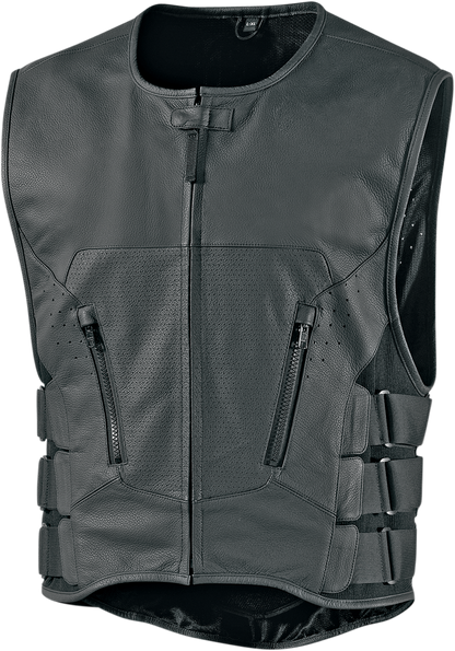 Black ICON Regulator™ D30® Stripped Vest by Bill's Exhausts in 2X/3X size, showing front view with adjustable straps and protective armor