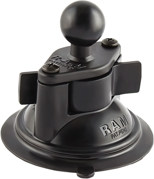 Bill's Exhausts RAM Mounts 1-inch ball mount with suction cup base for engine installation, shown in image.