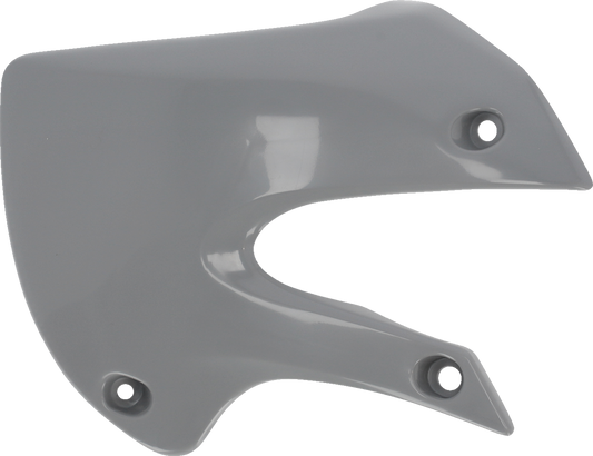 Gray ACERBIS radiator shrouds for motorcycle body, designed for durability and style, shown in the image.