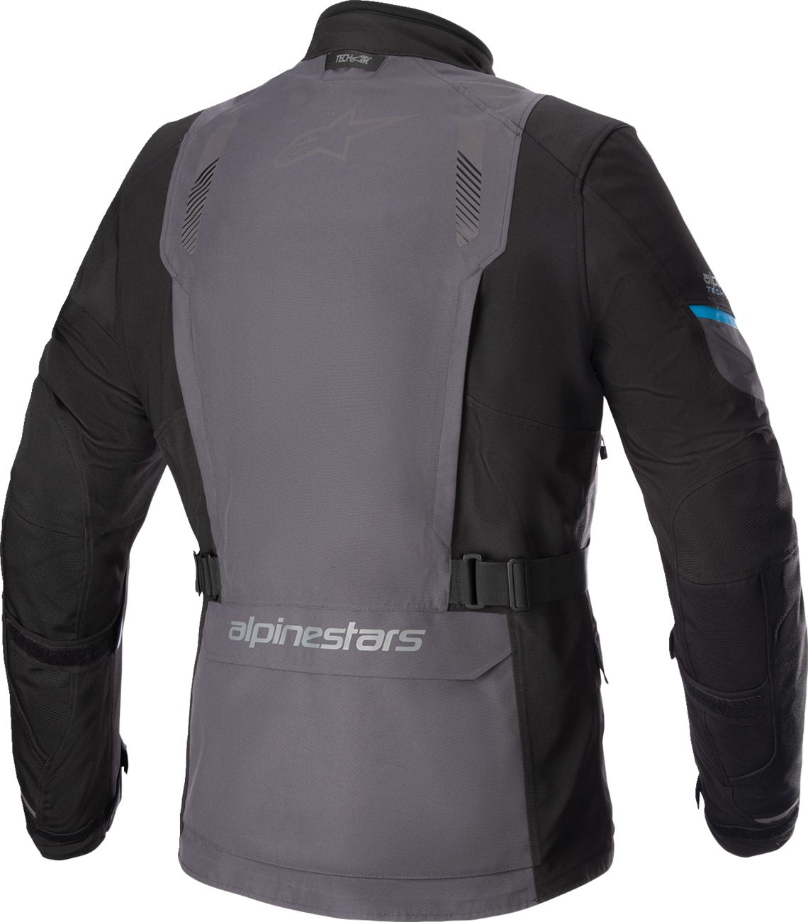 Alpinestars Monteira Drystar® XF motorcycle jacket in gray, black, and blue, small size, with visible jacket details and zippers.