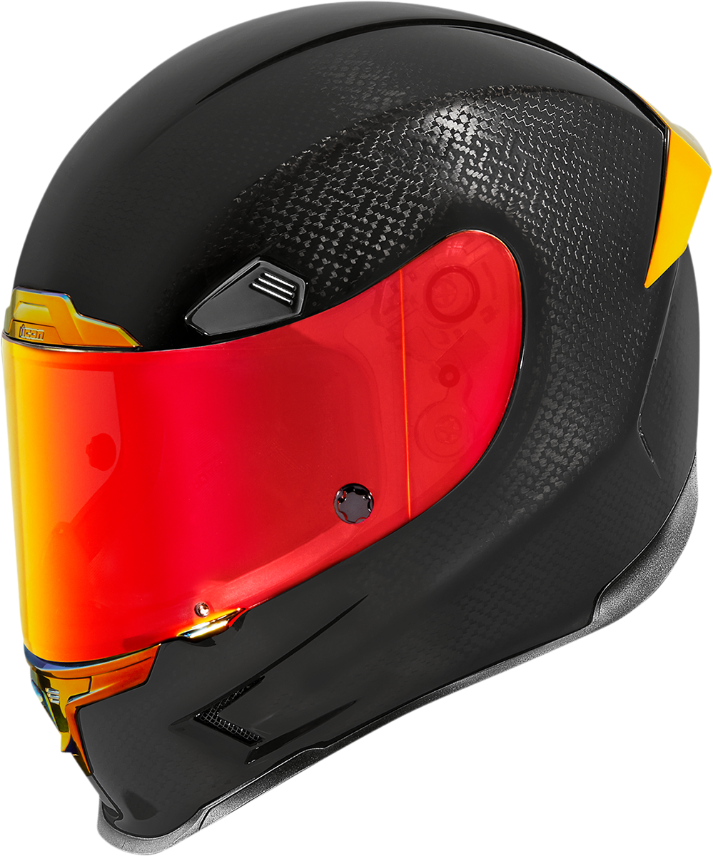 Red ICON Airframe Pro™ helmet in small size with carbon shell, featuring sleek aerodynamic design and detailed ventilation openings.