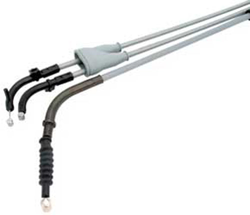 Black vinyl clutch cable by MOTION PRO with longitudinally-wound housing and chrome fittings, designed for motorcycle clutch systems.