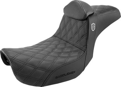 SADDLEMEN Seat - Pro Series SDC Performance With Backrest - Full Lattice Stitch/Lumbar Gripper - Black SC80604DBKRT