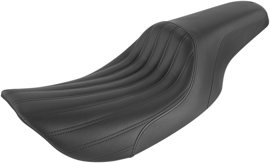 Black SADDLEMEN Profiler Knuckle Seat for motorcycles, featuring durable seat design with detailed stitching and ergonomic shape.