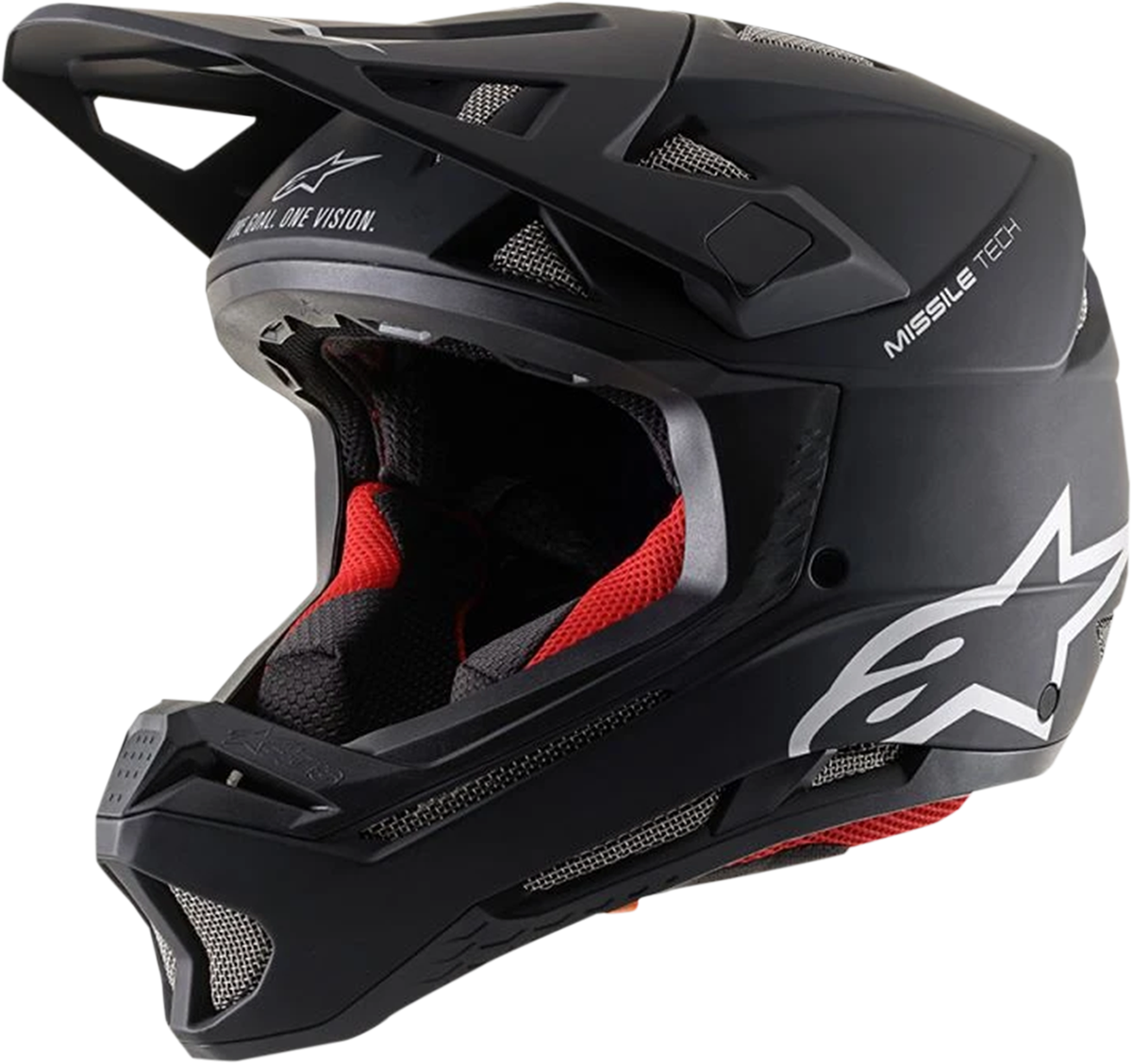 Alpinestars Missile Tech helmet in matte black with MIPS® protection, XS size, shown with aerodynamic design and ventilation features.