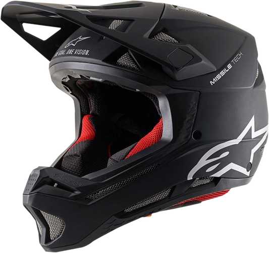 Alpinestars Missile Tech helmet in matte black with MIPS® protection, XS size, shown with aerodynamic design and ventilation features.