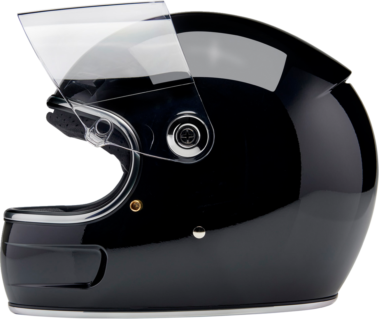 Gloss black BILTWELL Gringo SV motorcycle helmet in XS, featuring a sleek design and durable construction.