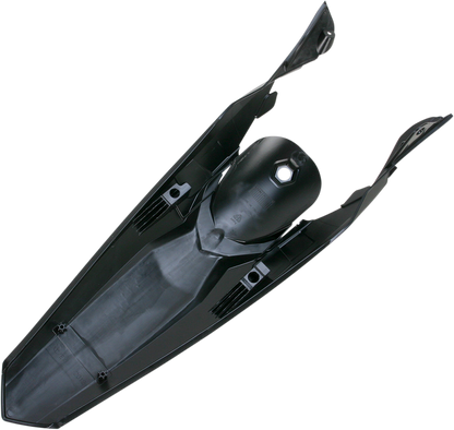 Acerbis black rear fender for motorcycle, body part with mounting points, designed for durability and style.