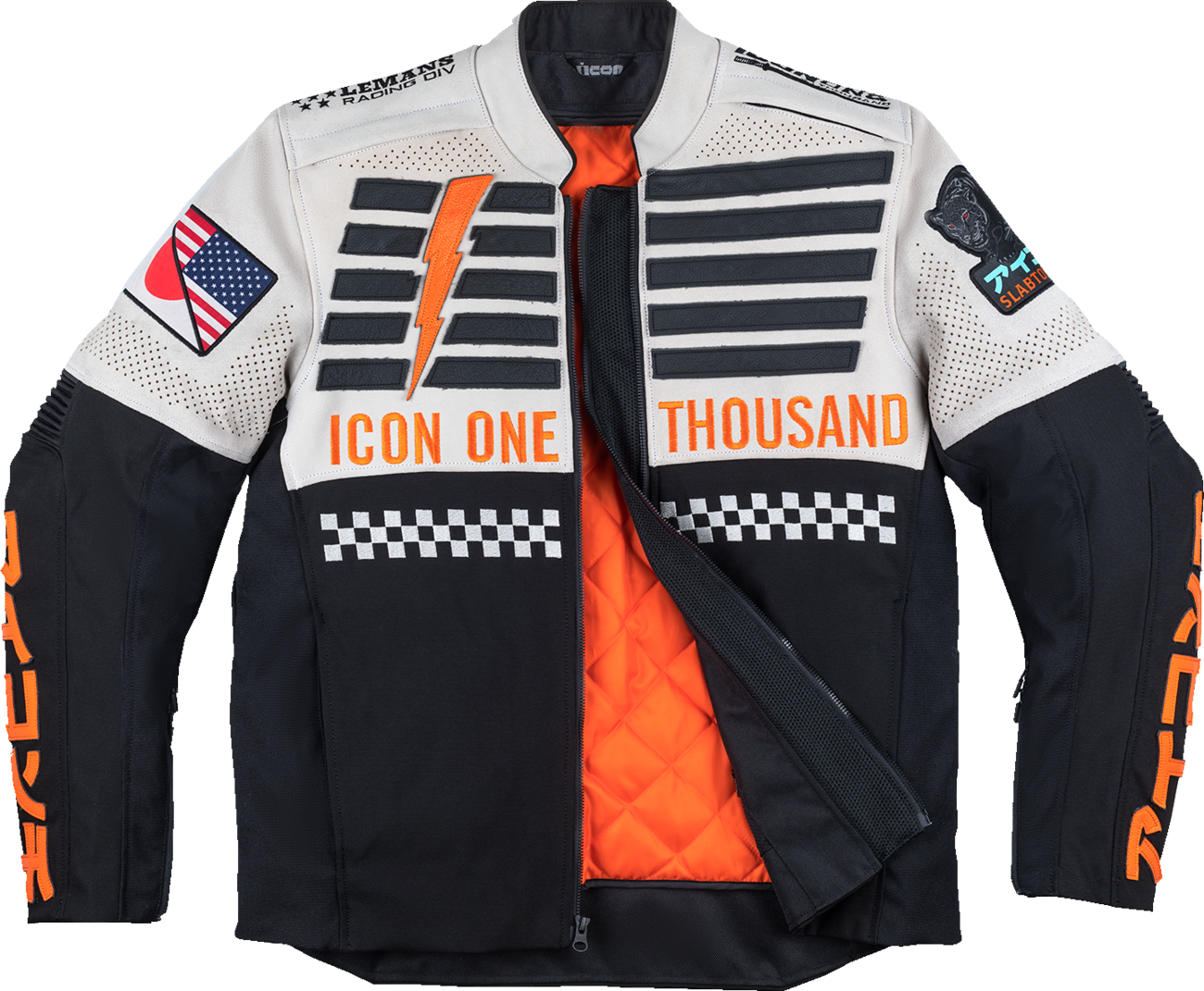 Black ICON Slabtown Intercept 93 jacket in XL from Bill's Exhausts, featuring a sleek design with visible front zipper and logo details.