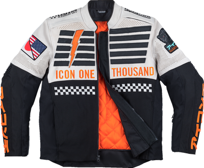 Black ICON Slabtown Intercept 93 jacket in XL from Bill's Exhausts, featuring a sleek design with visible front zipper and logo details.