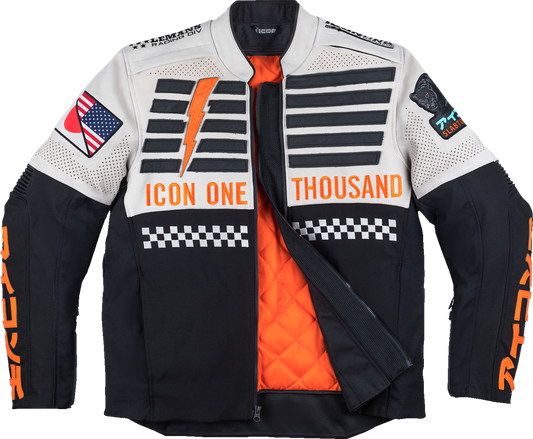 Black ICON Slabtown Intercept 93 jacket in XL from Bill's Exhausts, featuring a sleek design with visible front zipper and logo details.