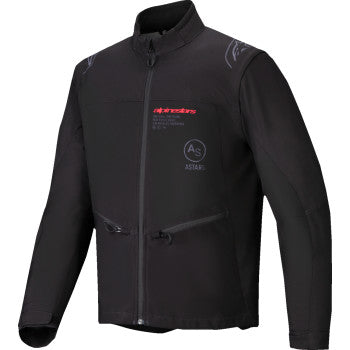 Alpinestars Lite-Dura Softshell Jacket in black, large size, shown with front view, lightweight and durable motorcycle jacket.