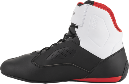 Alpinestars Faster-3 Rideknit® shoes in black, white, and red, US 13, featuring sporty design and breathable rideknit upper.