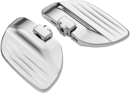 Show Chrome passenger floorboards for Can-Am, durable metal engine accessories with polished finish, designed for comfortable riding.