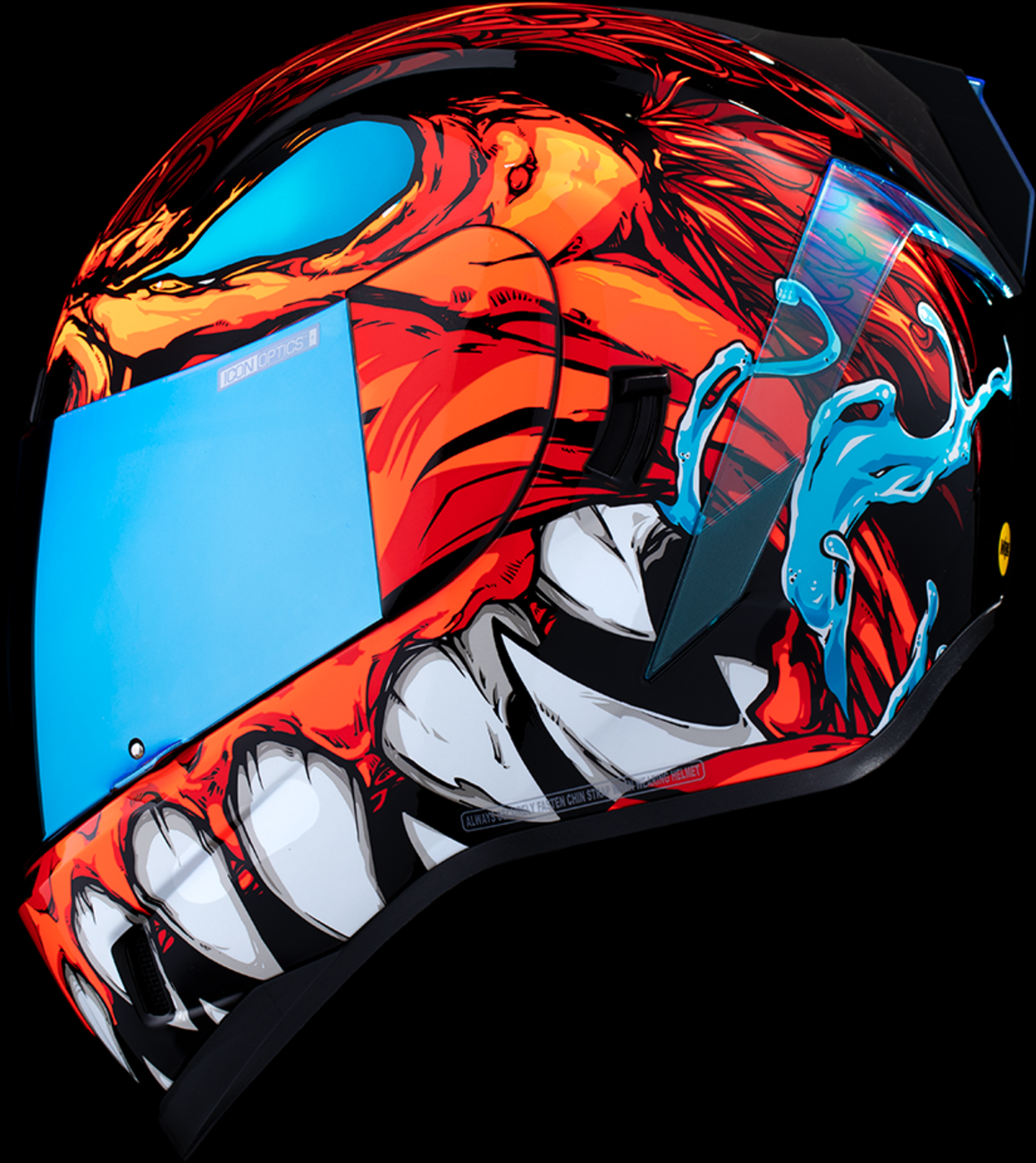 Bill's Exhausts ICON Airform™ Helmet Manik'RR MIPS® in red, large size, with aerodynamic design and secure chin strap.