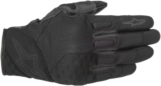 Alpinestars Crossland motorcycle gloves in black and black, XL size, featuring reinforced palms and adjustable wrist straps.