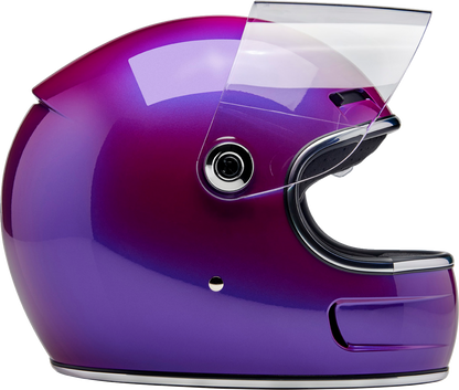 BILTWELL Gringo SV helmet in metallic grape color, 2XL size, with sleek design and ventilation vents, on a plain background.