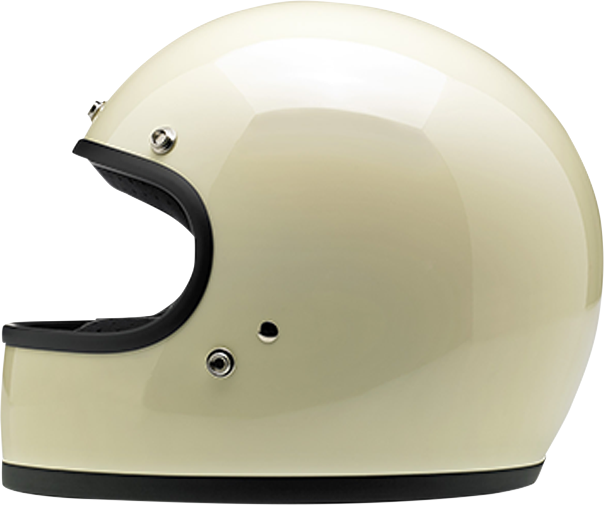 BILTWELL Gringo helmet in gloss vintage white, 2XL size, with smooth surface and classic motorcycle helmet design.