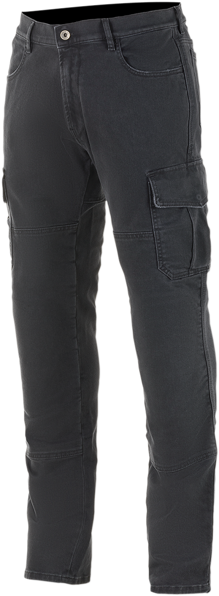 Alpinestars Barton black riding cargo pants in US 38 / EU 54, featuring durable fabric and multiple pockets for motorcycle riding.