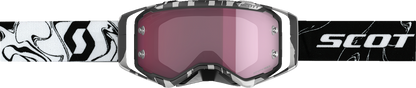 Scott Prospect Amplifier Goggles in Marble Black and White, designed for motorcycle engine protection, by Bill's Exhausts.