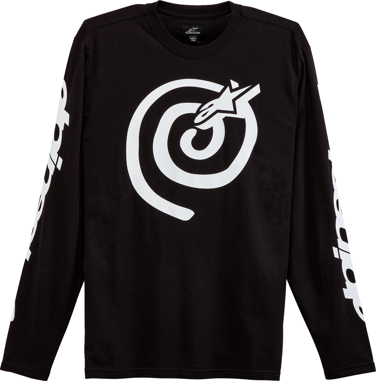 Black Alpinestars Twisted Mantra Jersey, large size, showcasing the sporty design and branding details.