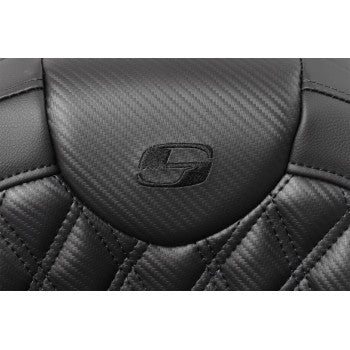 Bill's Exhausts SADDLEMEN Roadsofa™ seat without backrest, lattice stitch design, carbon fiber finish for FL 2008-2023 motorcycles