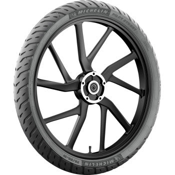 Michelin Pilot Street 2 motorcycle tire, 100/80-17 size, front or rear, with tread pattern visible for street riding.