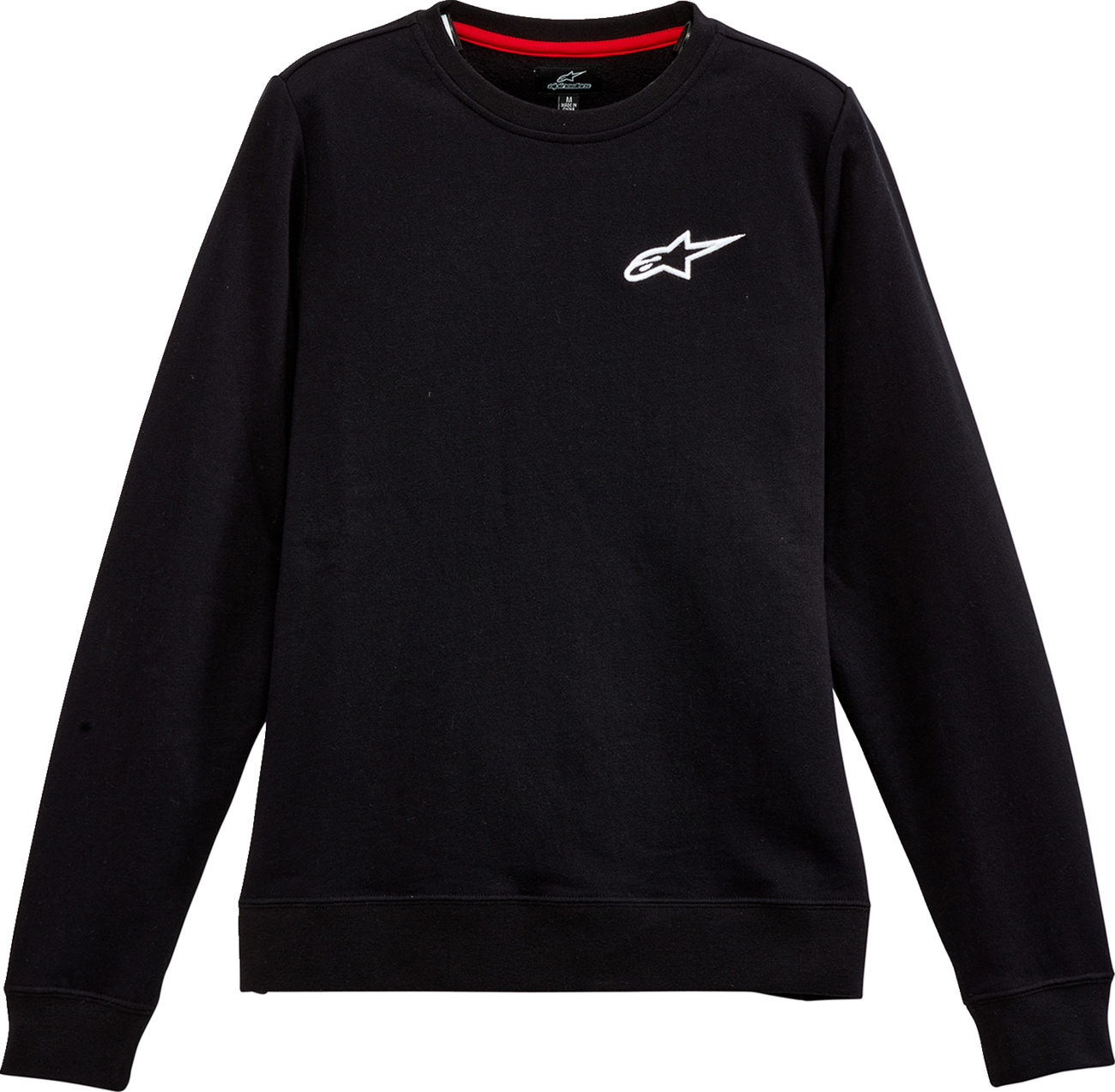 Black AlpineStars Women's Ageless Crew Fleece hoodie, size small, with a soft knit fabric and classic crew neck design.