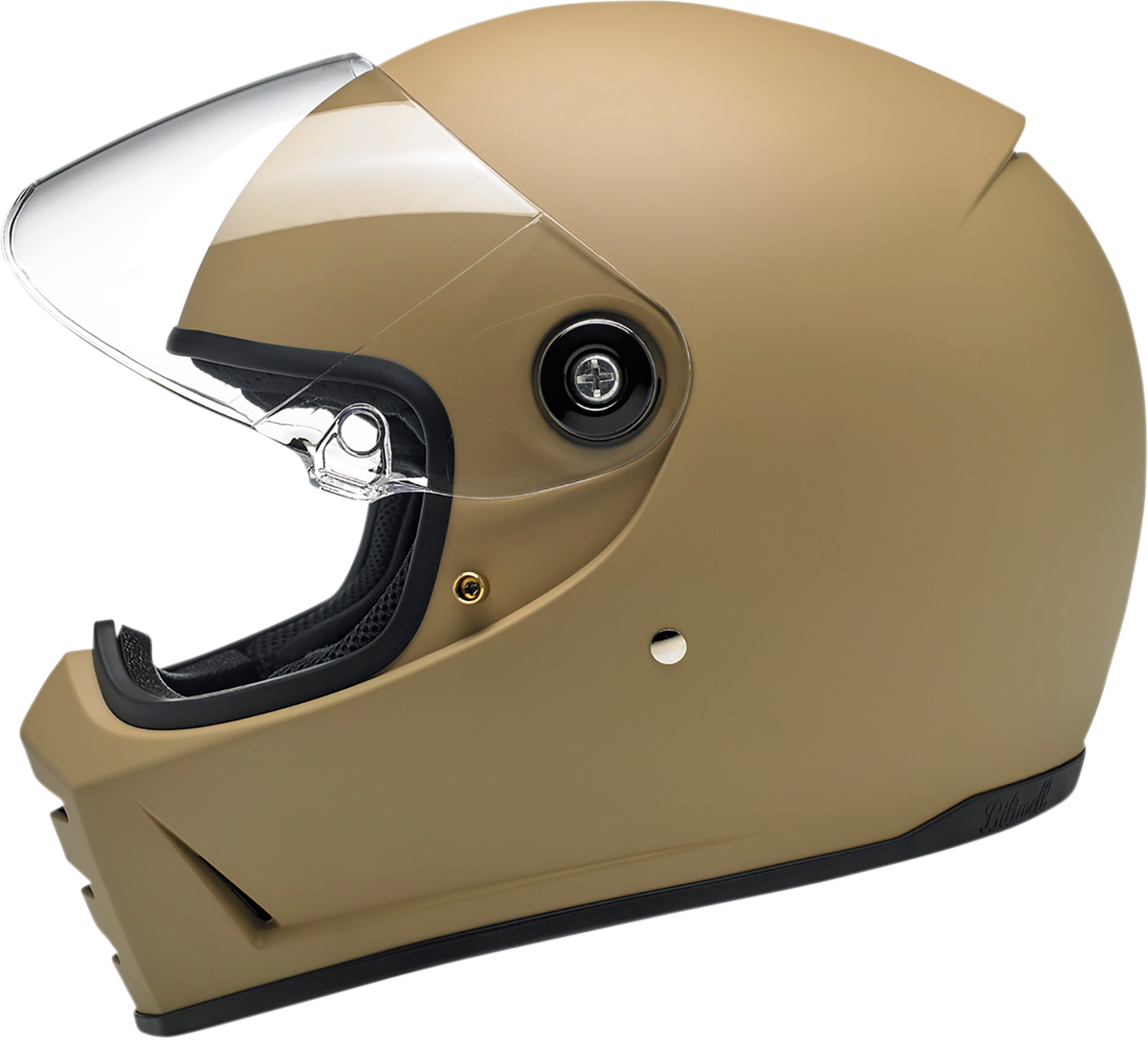 BILTWELL Lane Splitter helmet in flat coyote tan, XS size, featuring a sleek motorcycle helmet design with matte finish.